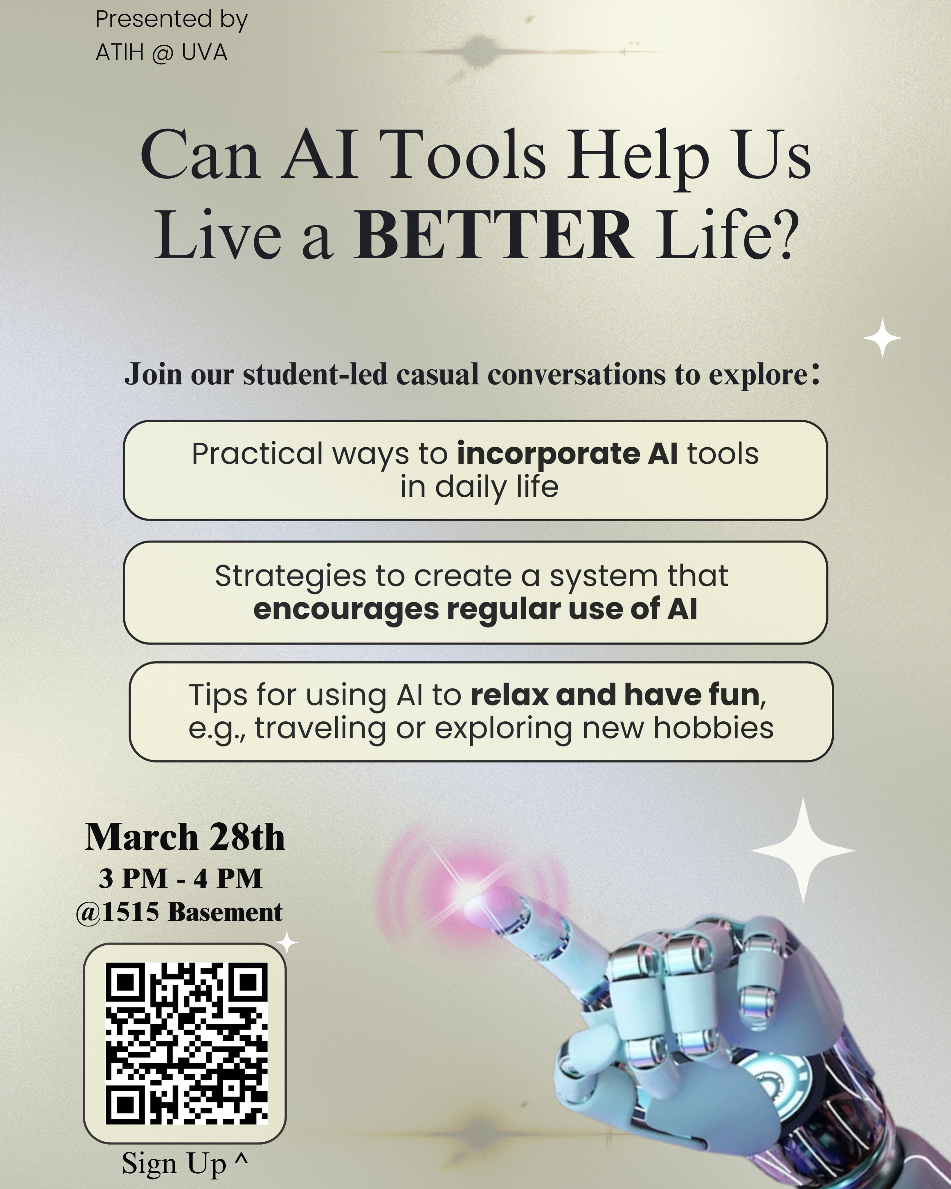 Can AI Tools Help Us Live a Better Life event flyer