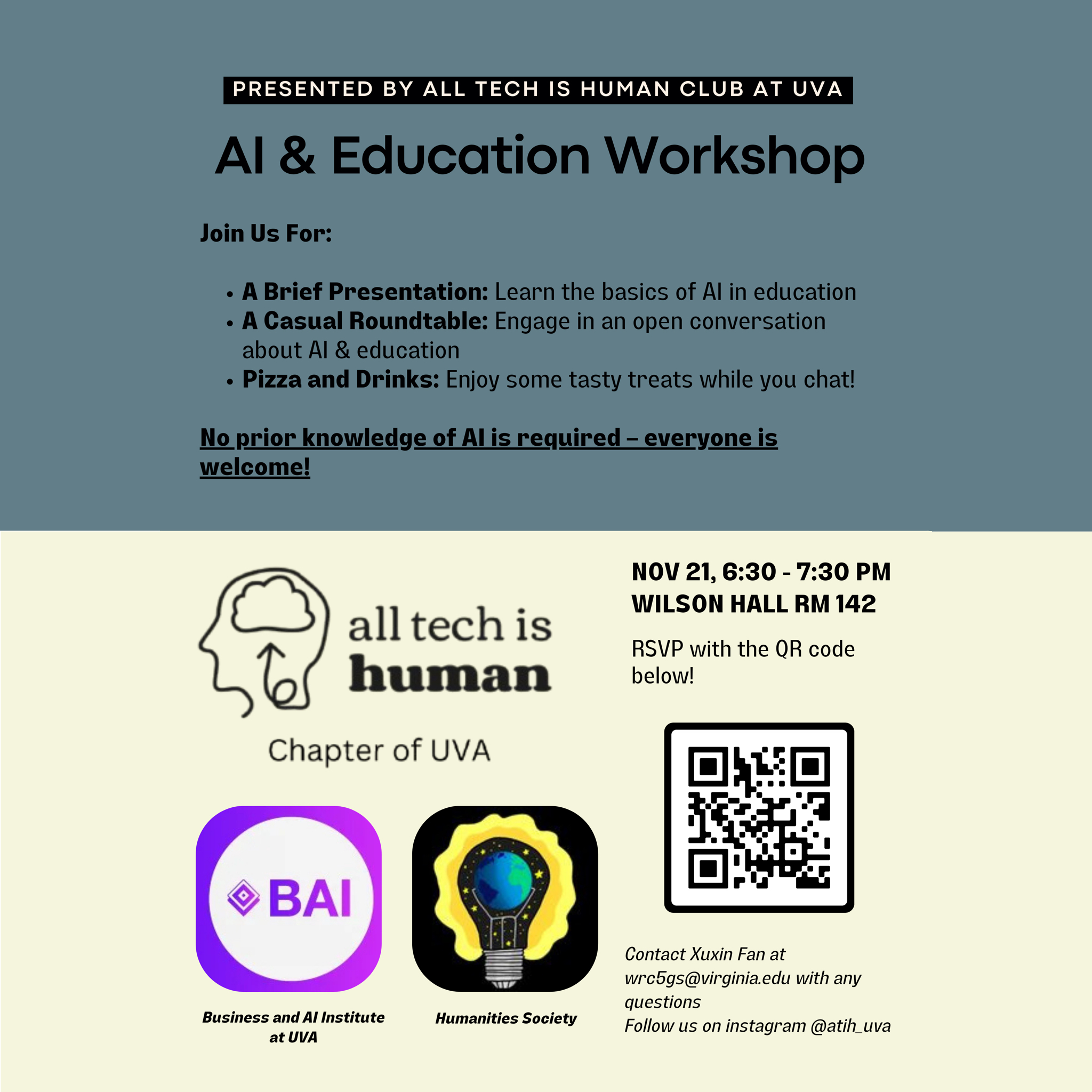 AI and Education Workshop event flyer