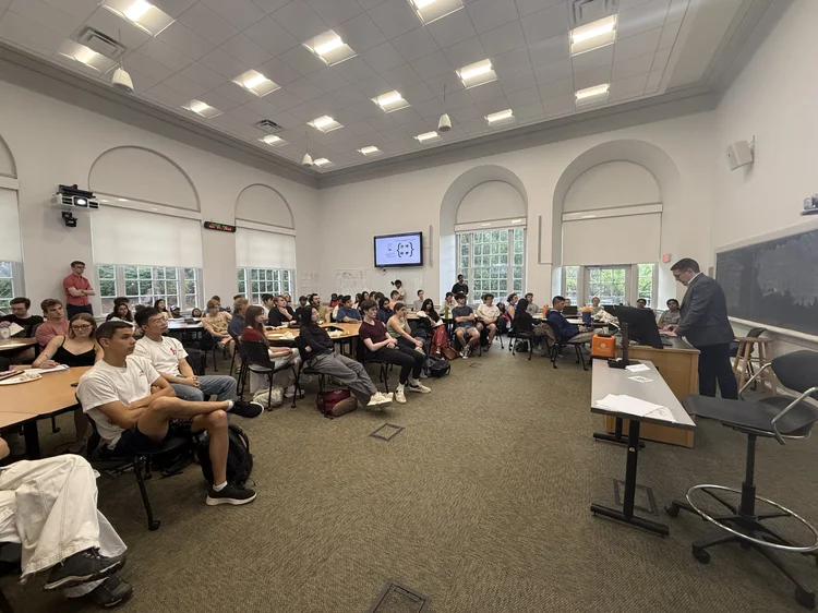 Steven Kelts lecturing at Monroe Hall