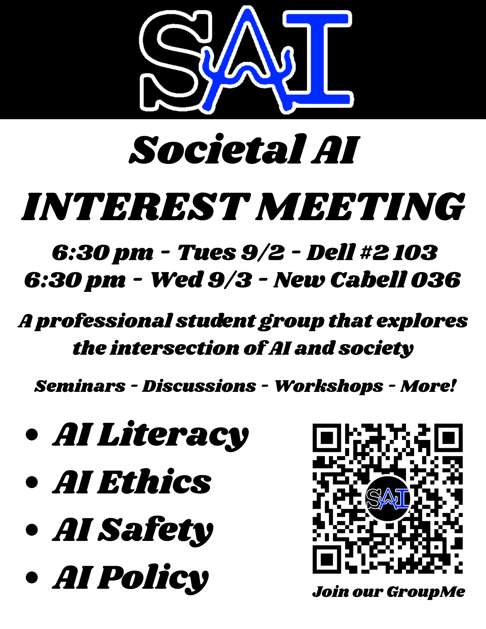 Societal AI Interest Meeting Fall 2025 flyer